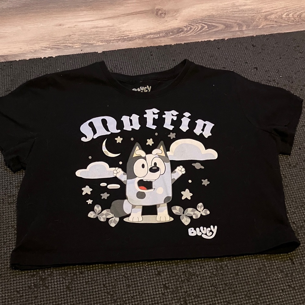 Hot Topic Black Crop Top with Bluey Design